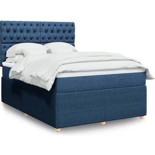 kontinentalseng med madras 160x200 cm stof blå
