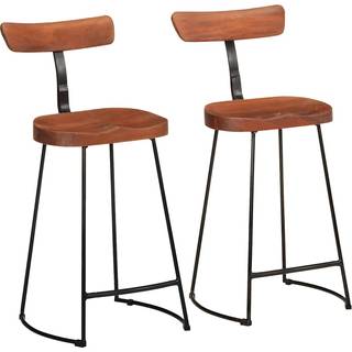 Barstole Mørkebrun Og Sort - Massivt mangotræ / 49 x 43 x 88 cm