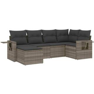 sofasæt til haven 6 dele med hynder polyrattan lysegrå