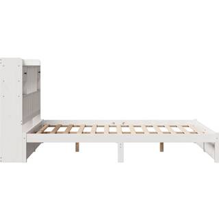 seng med reol uden madras 160x200 cm massivt fyrretræ hvid