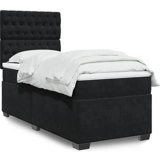 kontinentalseng med madras 90x200 cm fløjl sort