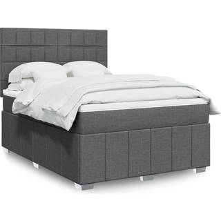 kontinentalseng med madras 160x200 cm stof mørkegrå