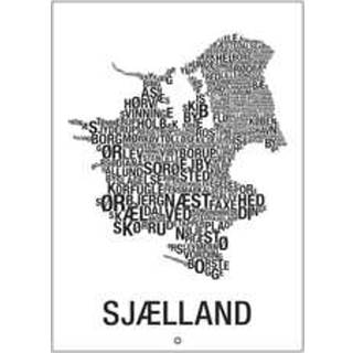 Sjælland, byer - 30x40 cm (På lager i varehus)