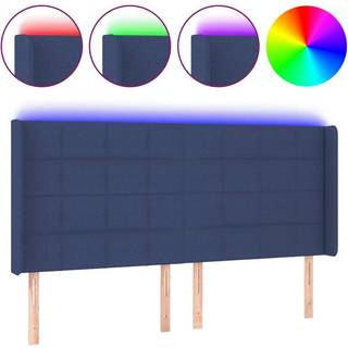 Sengegavl Med Led-Lys Stof - Blå / 203 x 16 x 118/128 cm