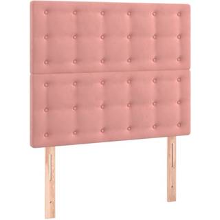 Sengegavl Med Led-Lys Velour - Lyserød / 90 x 5 x 118/128 cm