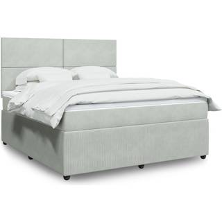 kontinentalseng med madras 180x200 cm fløjl lysegrå