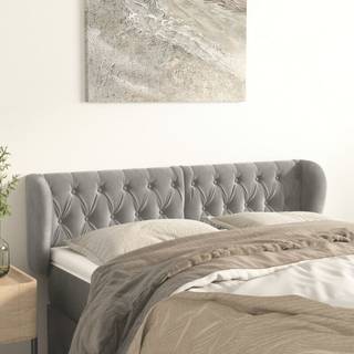 sengegavl med kanter 163x23x78/88cm fløjl lysegrå
