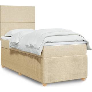 kontinentalseng med madras 80x200 cm stof cremefarvet