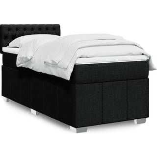 Kontinentalseng Med Madras Stof Sort - Med pynteknapper / 90 x 200 cm