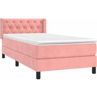 Kontinentalseng med Madras Fløjl med Pynteknapper - Lyserød / 80 x 200 cm