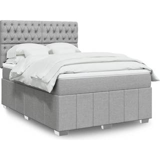 kontinentalseng 140x200 cm stof lysegrå