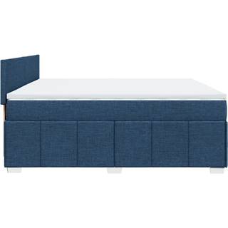 kontinentalseng med madras 200x200 cm stof blå