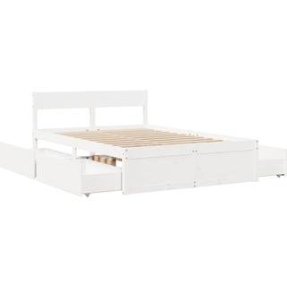 Sengeramme Uden Madras Massivt Fyrretræ - Hvid / 120 x 200 cm