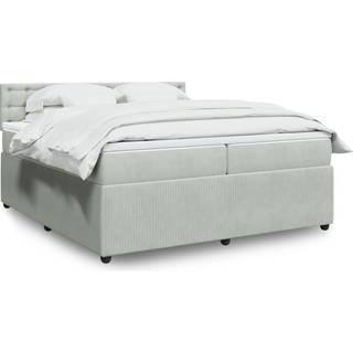 Kontinentalseng Med Madras Fløjl Lysegrå - knapper / 200 x 200 cm