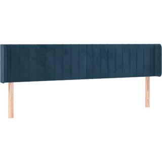 sengegavl med kanter 183x16x78/88 cm fløjl mørkeblå
