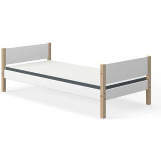 Enkeltseng, 90x200 Cm, Hvid/eg