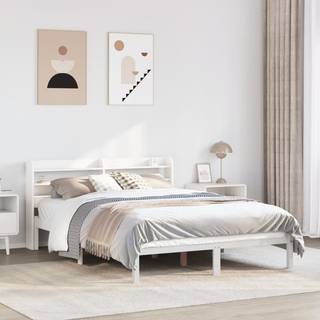 sengeramme uden madras 160x200 cm massivt fyrretræ hvid