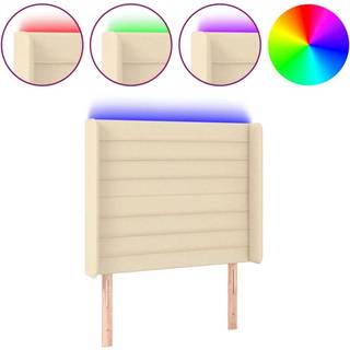 Sengegavl Med Led-Lys Stof - Creme / 103 x 16 x 118/128 cm