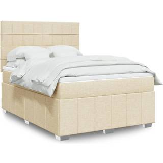 kontinentalseng med madras 140x200 cm stof cremefarvet