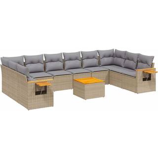 sofasæt til haven 11 dele med hynder polyrattan beige