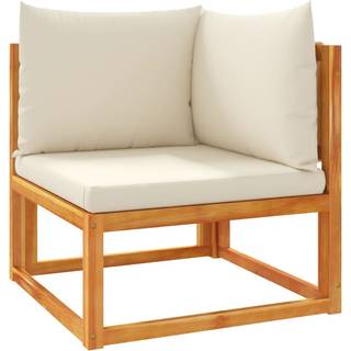 Loungesæt Til Haven 6 Dele Med Hynder Massivt Akacietræ - Creme / 3x hjørnedel 4x midterdel fodskammel bord