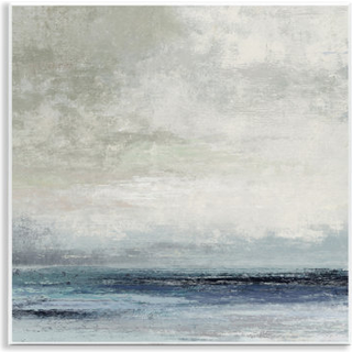 Sinden Industries Rainy Sea Shoreline Cloudy Sky Abstract Viewpoint Design av Suzanne Nicoll Blue 12 x 12