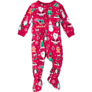 B?rnenes sted Baby Toddler One Piece Family Matching Holiday Pyjama Sets Fleece Red Xmas Crew '24