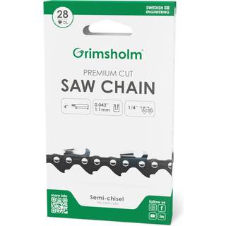 Grimsholm Motorsågskedja Premium Cut, 28 DL, 1/4" NK .043"/1.1mm -