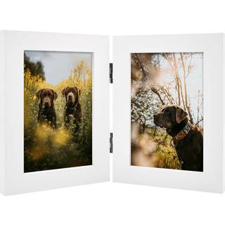 Frametory 4x6 Double Picture Frame h?ngslet 2 fotos ramme Collage Desk Picture Frame med glas side om side ramme lodret (hvid 1 pakke)