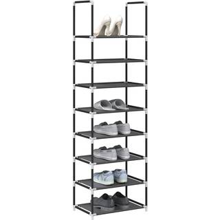 Skostativ 8-Etagers Ikke-Vævet Stof Sort - 44 x 28 x 145 cm
