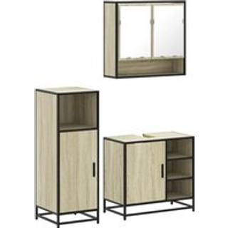 Møbelsæt Til Badeværelse 3 Dele Konstrueret Træ - Sonoma-eg