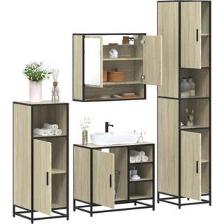 Møbelsæt Til Badeværelse 4 Dele Konstrueret Træ - Sonoma-eg