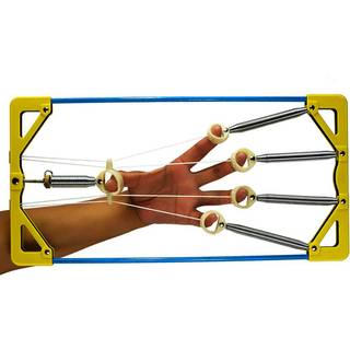 JINWEE Fingertræner og håndstyrketræner - Justérbar grebstræner til atleter, musikere og fysioterapi (metalblå og gul dæksel)