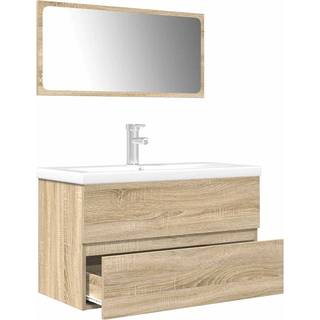 Møbelsæt Til Badeværelse 3 Dele Konstrueret Træ - Sonoma-eg