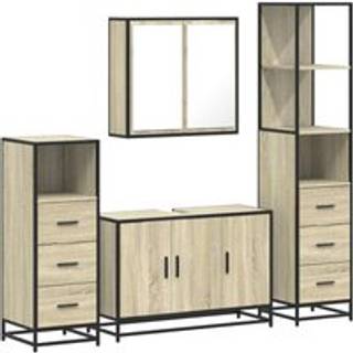 Møbelsæt Til Badeværelse 4 Dele Konstrueret Træ - Sonoma-eg