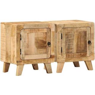 sengeborde 2 stk. 40x32x46 cm massivt ru mangotræ