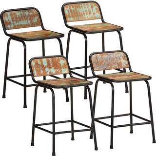 barstole 4 stk. 46x35,5x70 cm massivt genbrugstræ