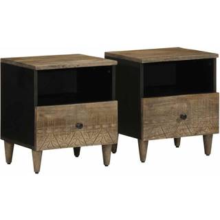 sengeborde 2 stk. 40x33x46 cm massivt mangotræ lysegrå