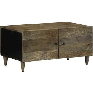 sofabord 80x50x40 cm massivt mangotræ lysegrå