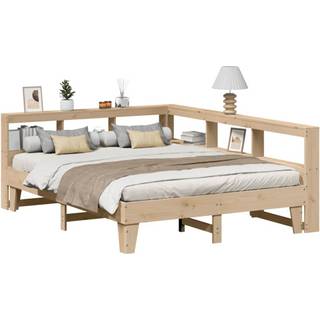 Seng Med Reol Uden Madras Massivt Fyrretræ - Brun / 160 x 200 cm