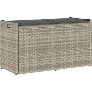 udendørs opbevaringsbænk med hynde 100 cm polyrattan lysegrå