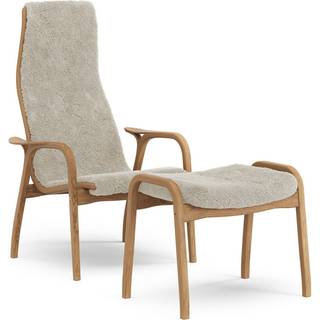 Swedese Lamino lænestol med fodskammel olieret eg/fåreskind Moonlight (beige)