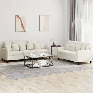 sofasæt 2 dele med hynder velour cremefarvet