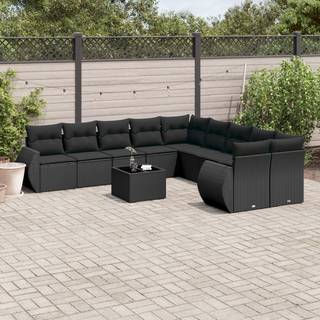 sofasæt til haven 11 dele med hynder polyrattan sort