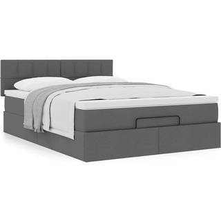 ottoman seng med madras 140x190 cm stof mørkegrå
