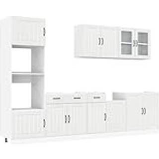 7 Dele Køkkenskabssæt Kalmar Konstrueret Træ - Hvid højglans