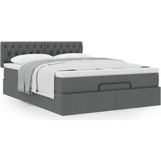 ottoman seng med madras 140x190 cm stof mørkegrå