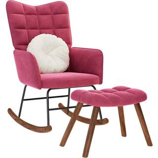 Gyngestol Fløjl - Vinrød / Med fodskammel