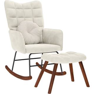 gyngestol med skammel cremefarvet fløjl