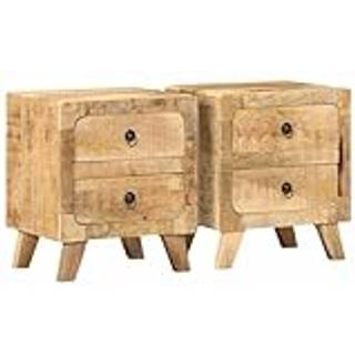 sengeborde 2 stk. 40x32x46 cm massivt ru mangotræ